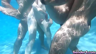 Stunning trannies Korra Del Rio, Khloe Kay, Aubrey Kate and, Shiri Allwood banged to fantastic Trans conjoin Party! be passed on girls obtain fucked apart from be passed on pool!